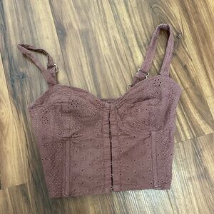 Brown corset crop top